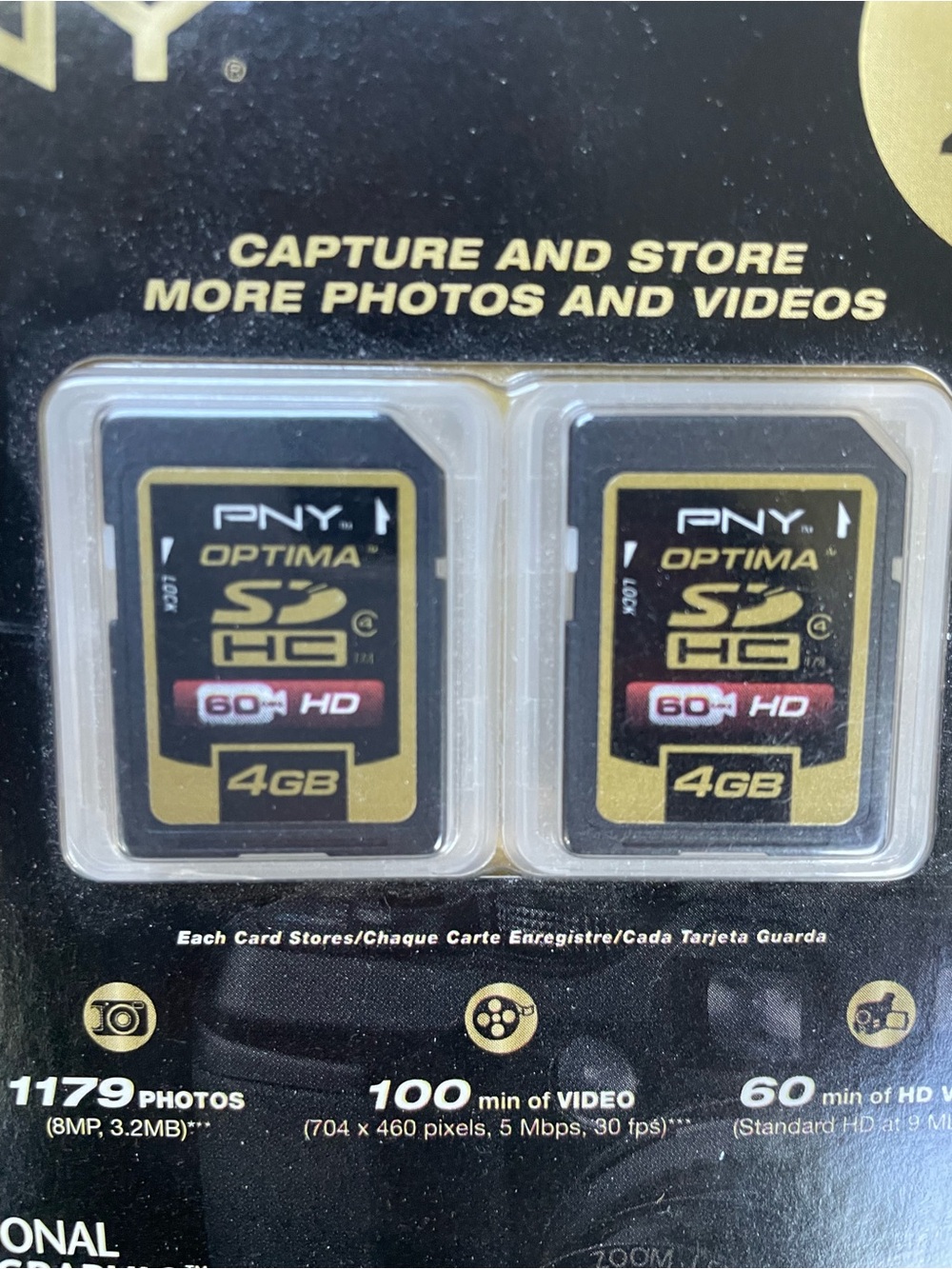 PNY Optima 4 GB SD Cards 2 pk- OEM -P-SDHC4G4X2-EF, Brand New